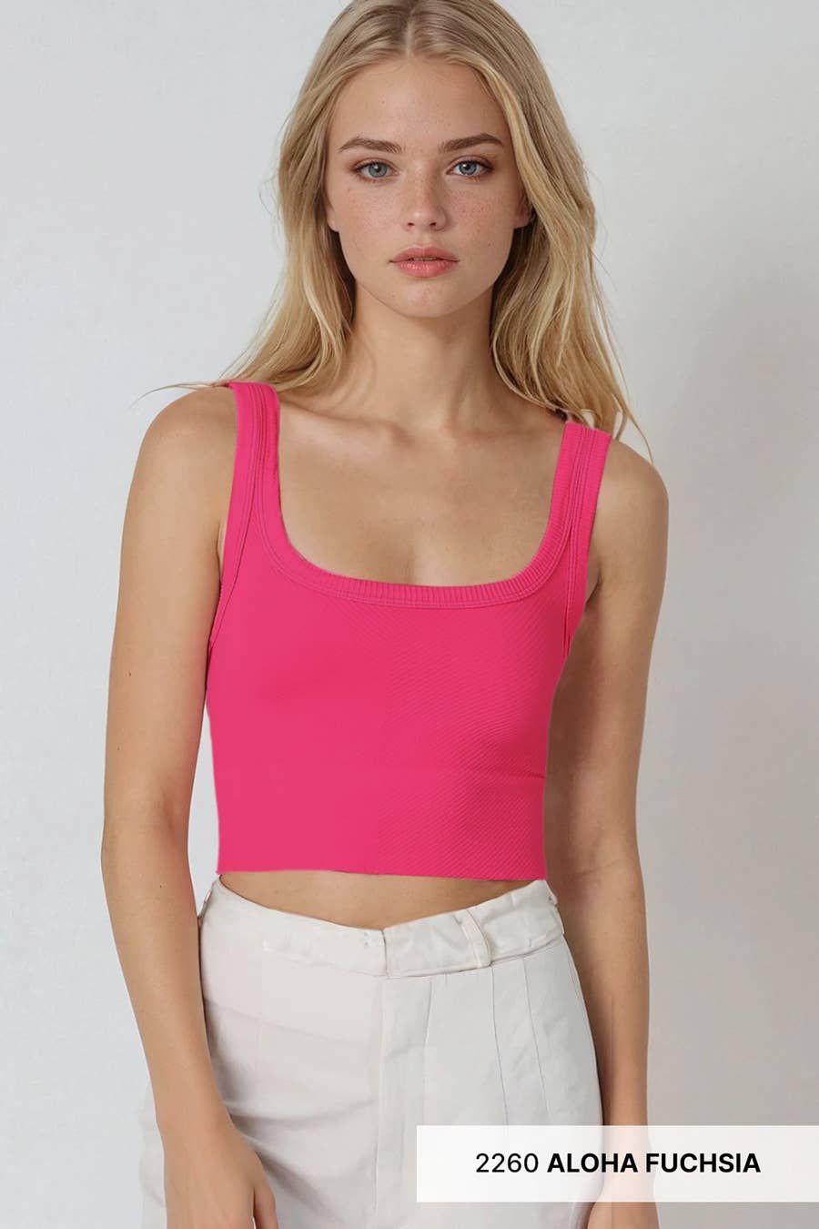 Aloha Fuchsia - Chevron Ribbed Crop Top