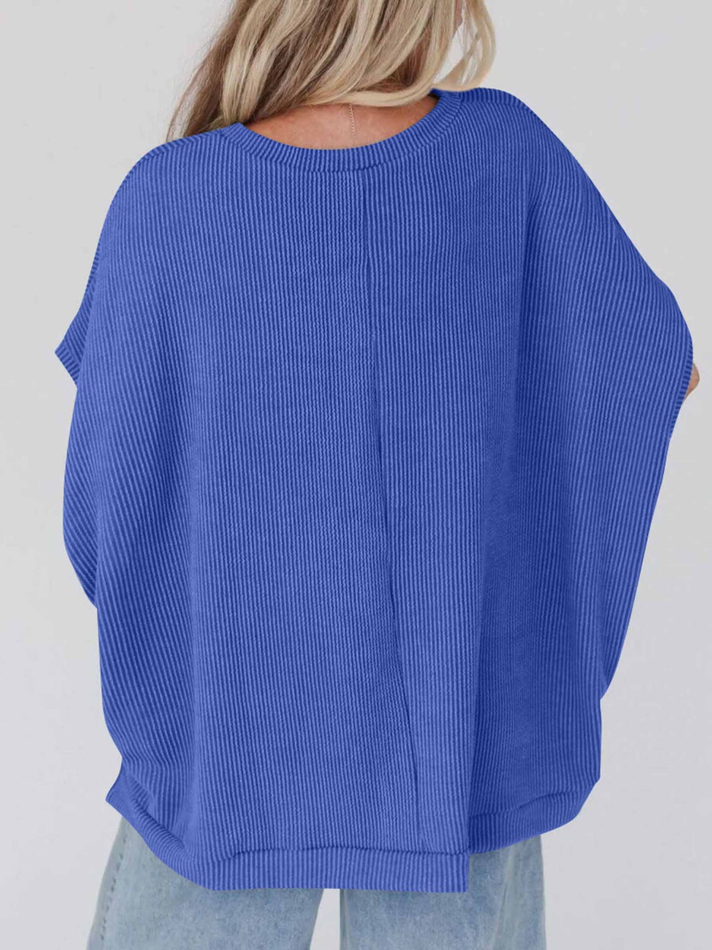 Solid Color Knitted Loose Neck Top