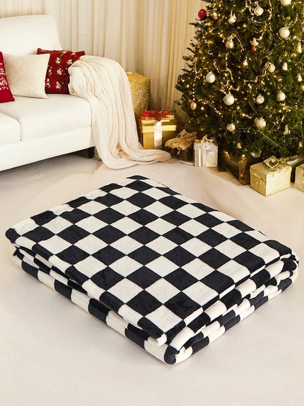 Black Checkerboard Throw Blanket