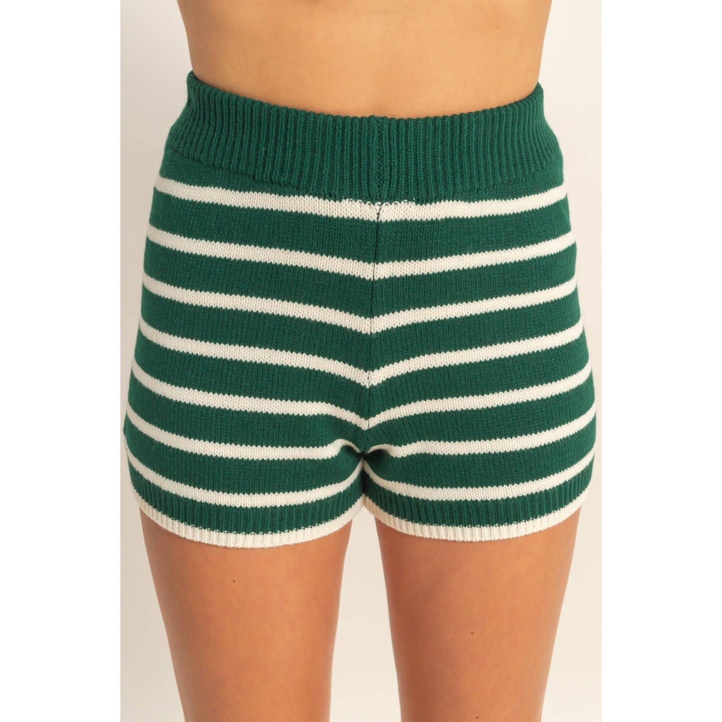 Striped Knit Sweater And Shorts Set