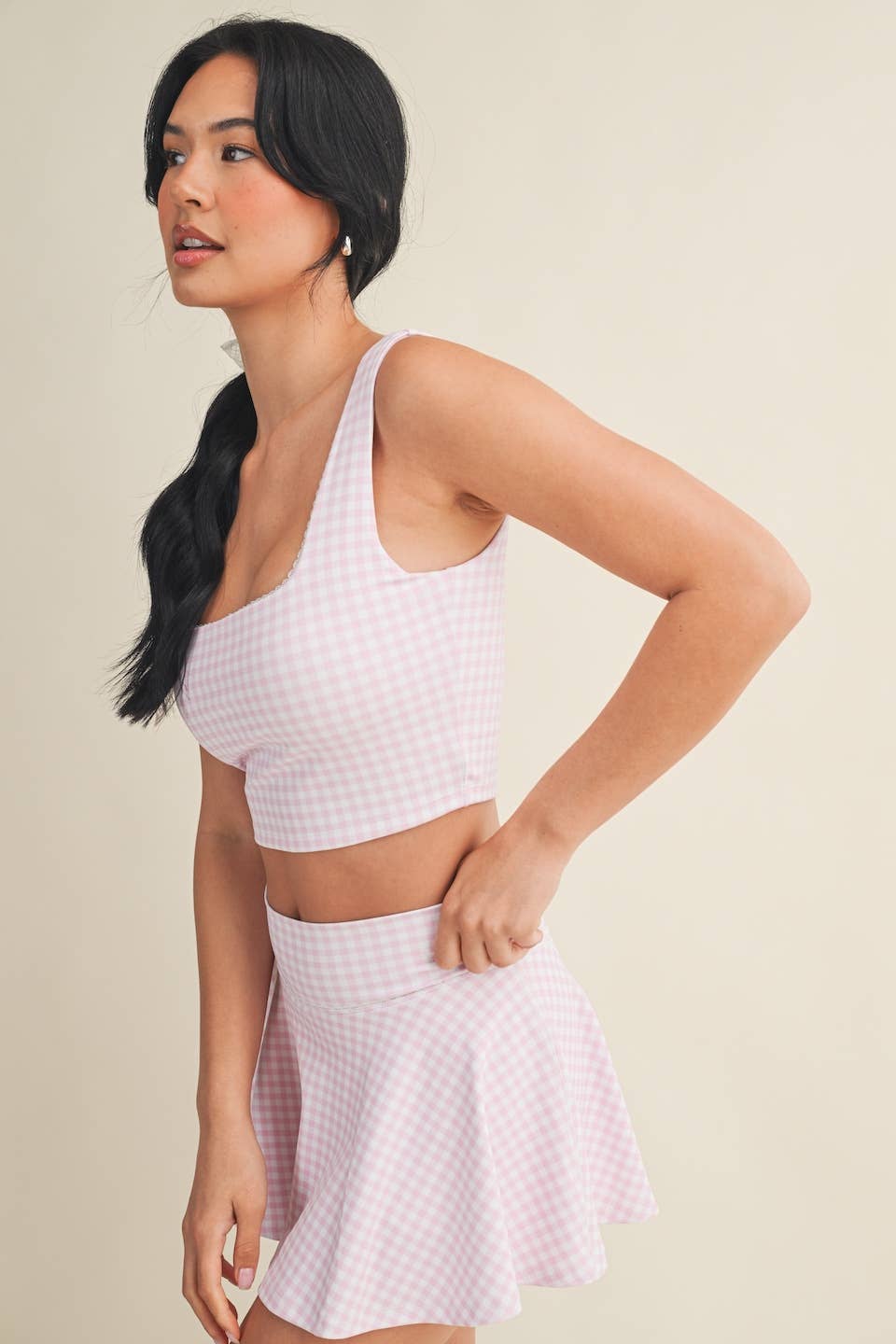 Gingham Print Crop Tank