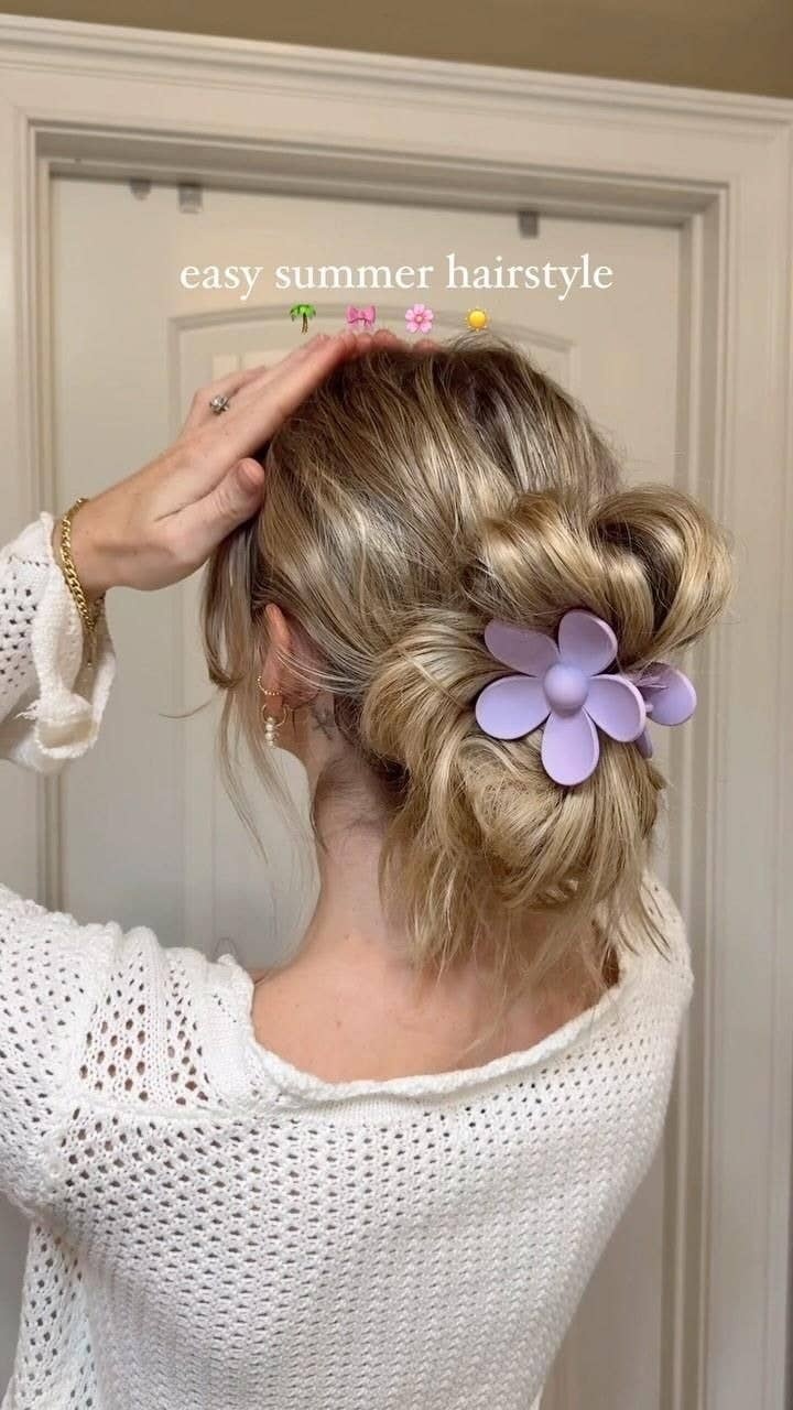 Wine Red Flower Claw Clip