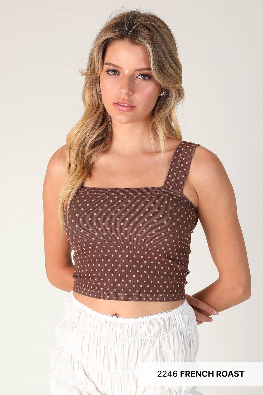French Roast - Polka Dot Square Crop Top – Happy Daisy Company
