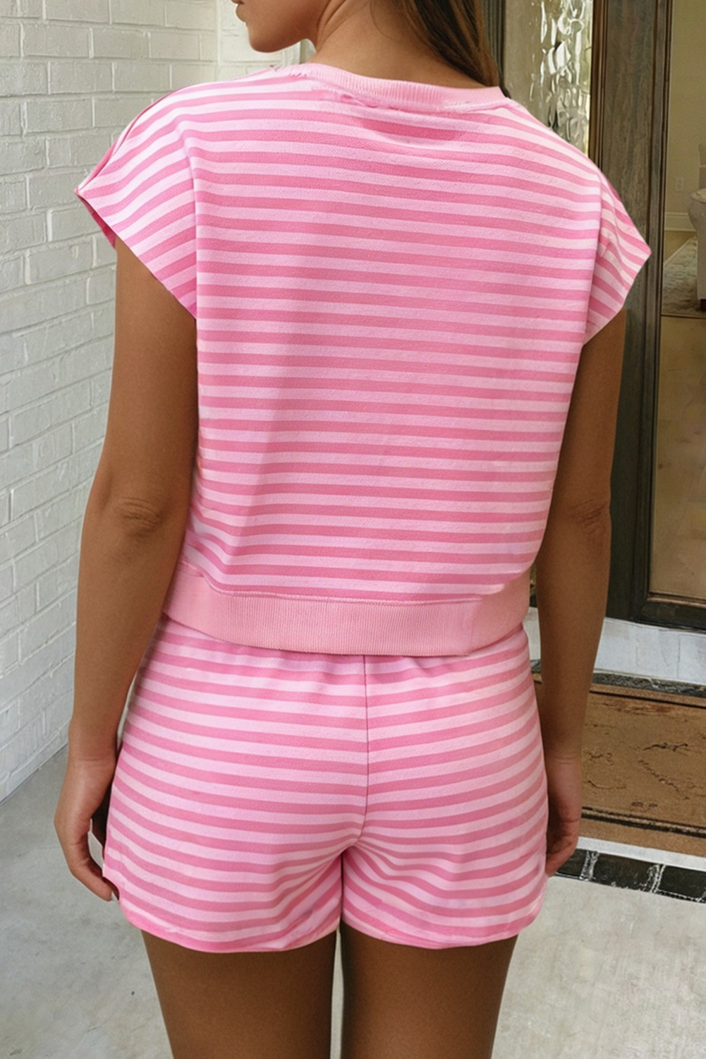 Pink Striped Tank & Short Set