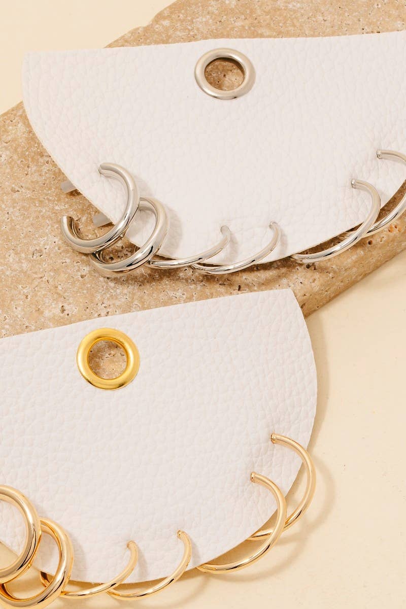 Gold 3Pc Dainty Tube Hoop Earrings Set