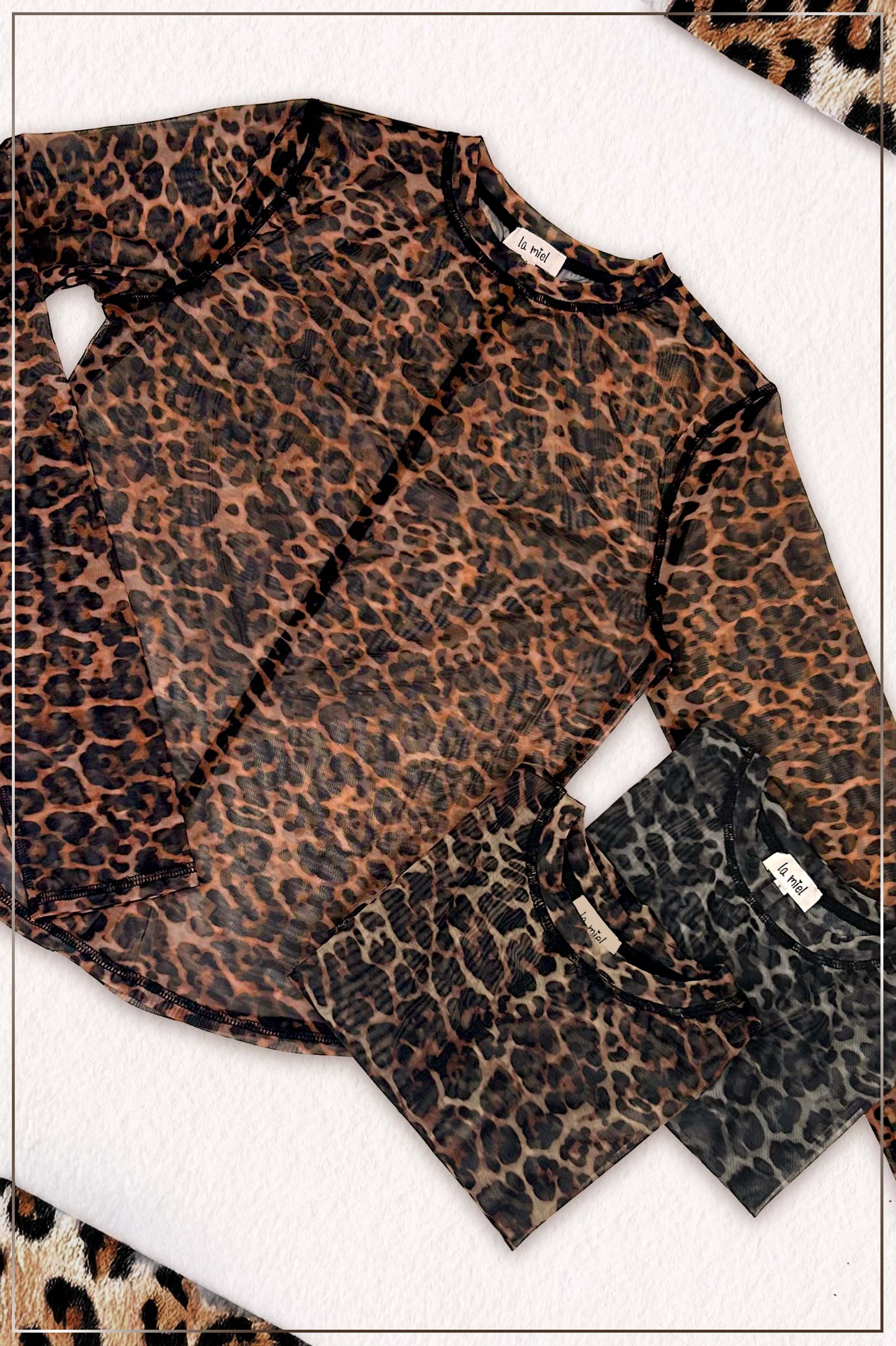 Leopard Print Sheer Mesh Top