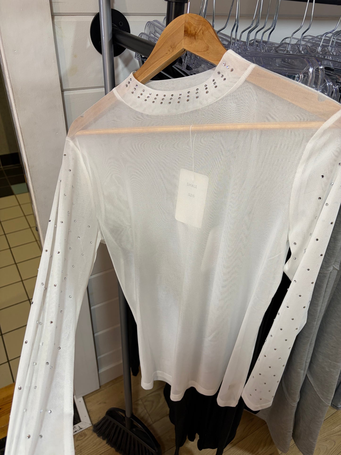 Rhinestone Mesh Top
