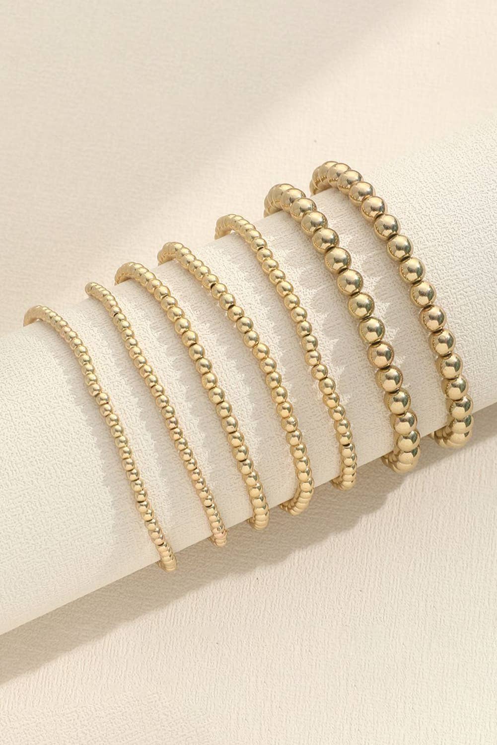 Gold Beaded Bracelet Set of 7
