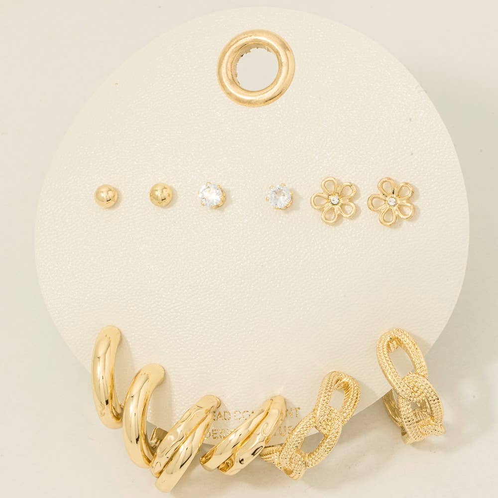 Assorted Hoop And Stud Earrings Set