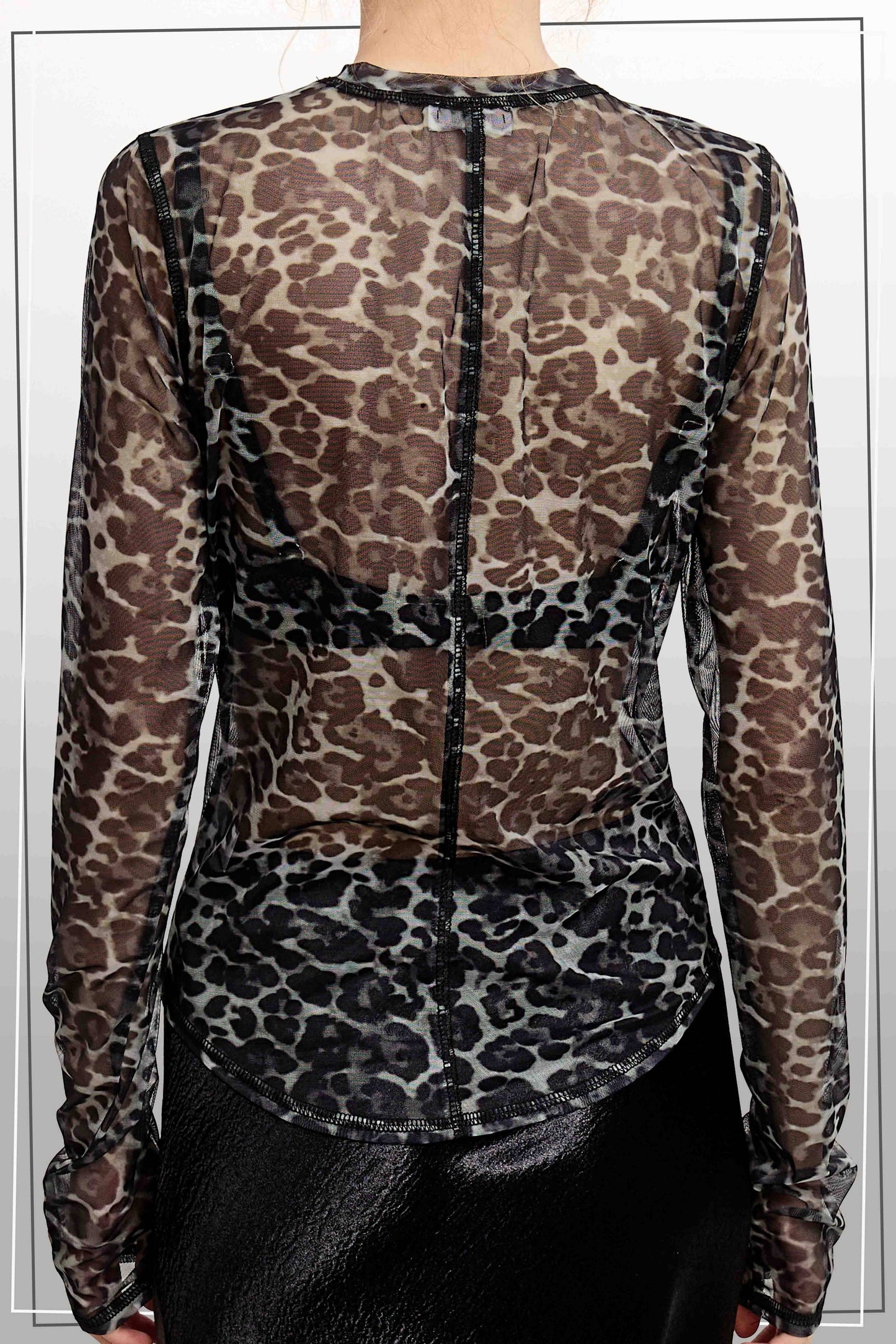 Leopard Print Sheer Mesh Top