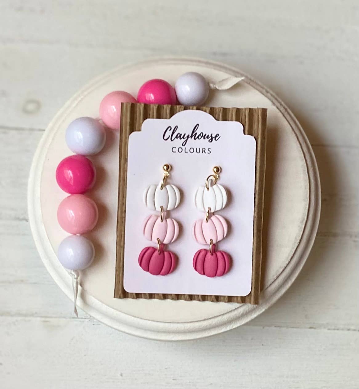Pink Pumpkin Stack Earrings