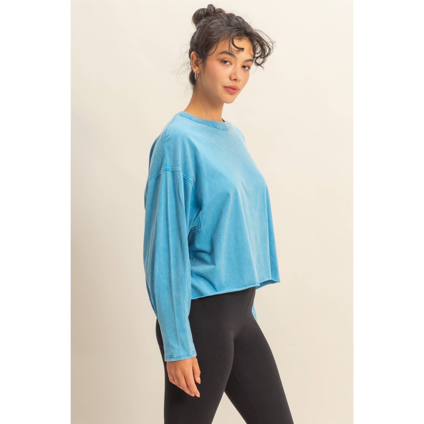 Pink Washed Oversized Long Sleeve Top