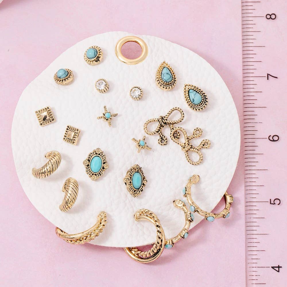 Gold Assorted Antique Western Boho Earrings Set