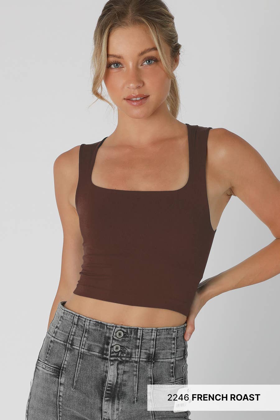French Roast - Clean Line Square Neck Top