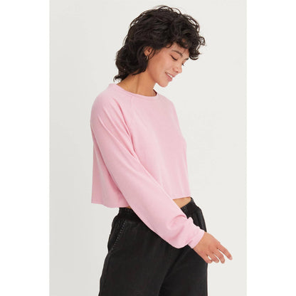 Pink Raglan-Sleeve Crop Top