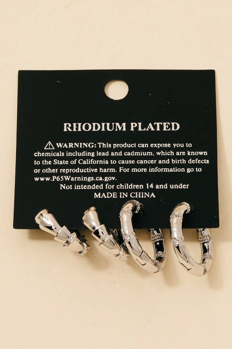 Silver Hoop Earrings Set