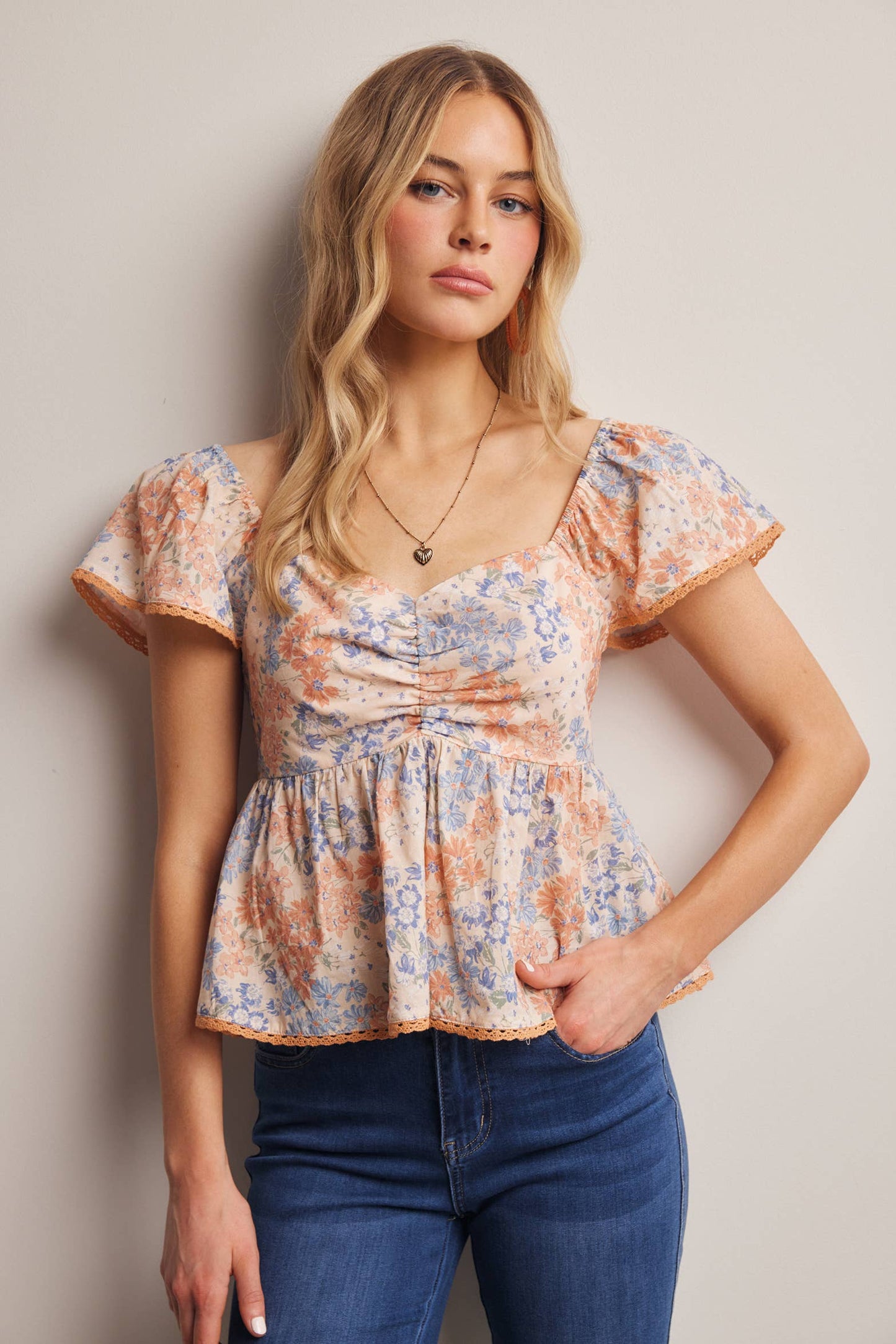 Floral Ruched Blouse