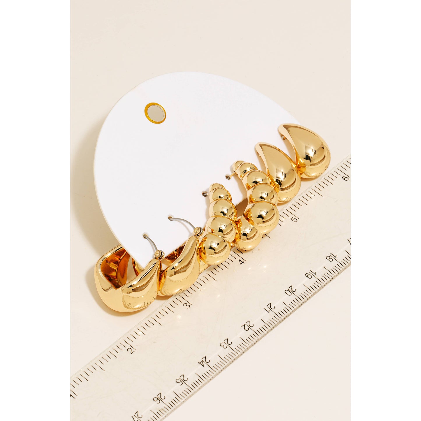 Gold Metallic Assorted Hoop Earrings Set