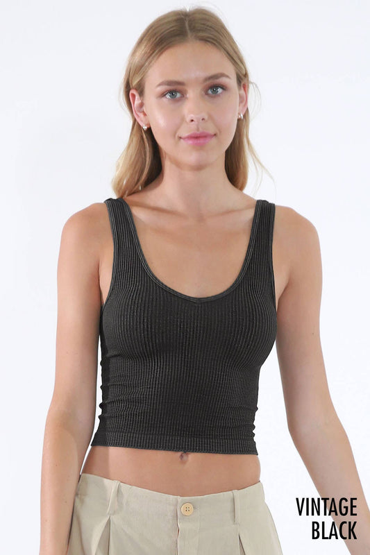 Vintage Black - Vintage Reversible Crop Top