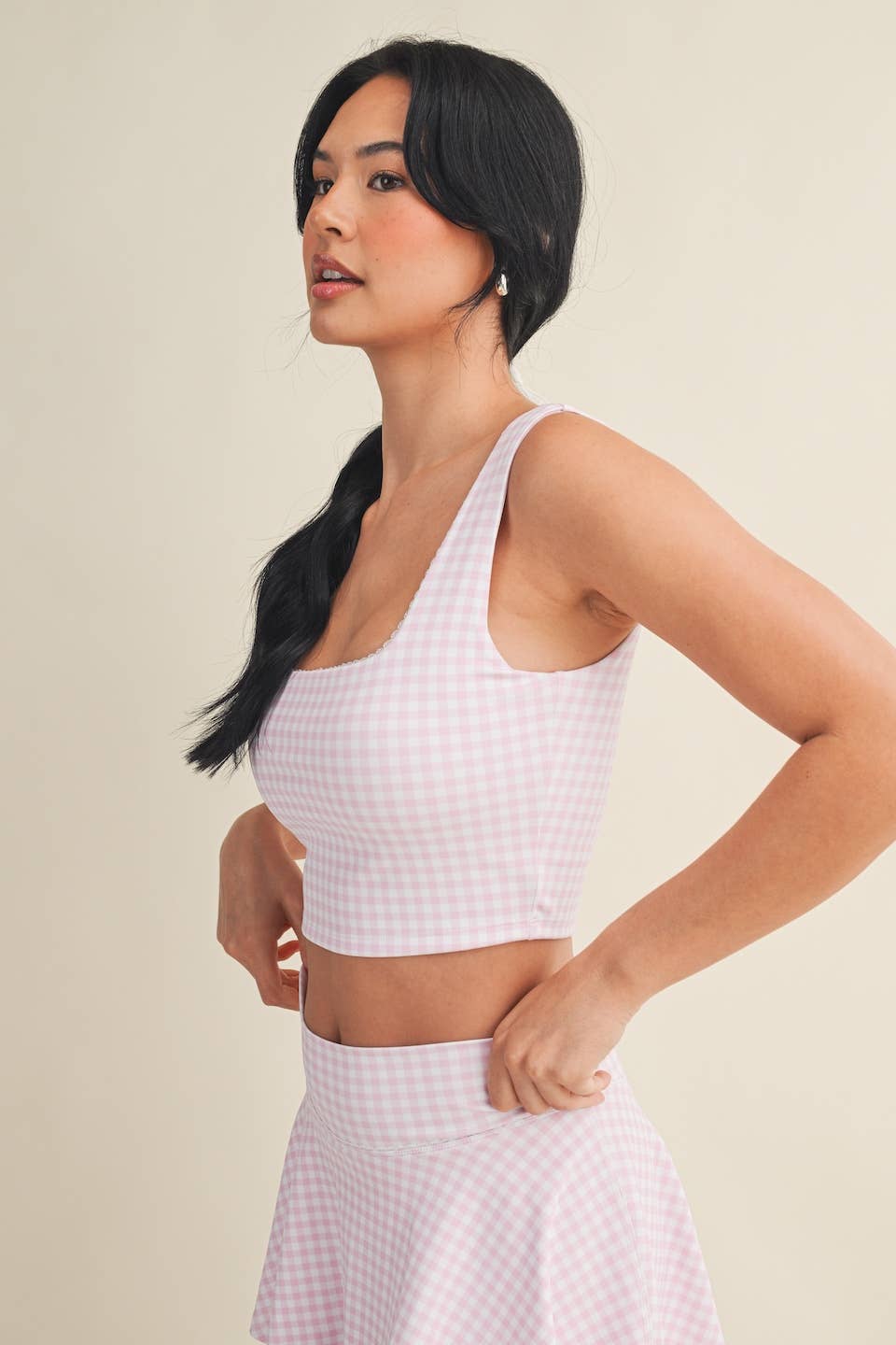 Gingham Print Crop Tank
