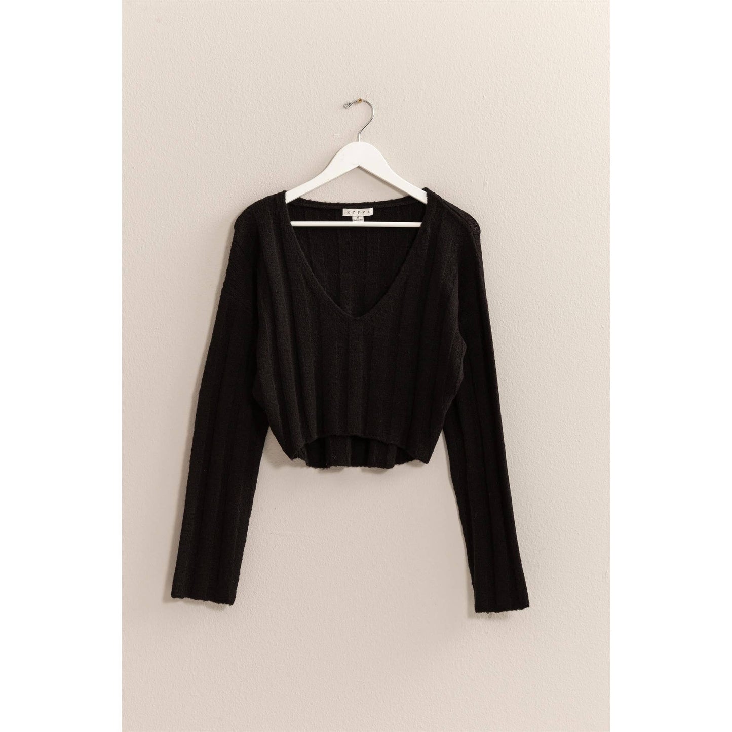 Black Cropped Sweater Top