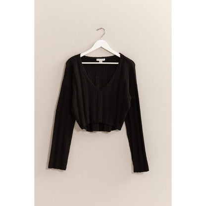 Black Cropped Sweater Top