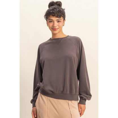 Pink Mineral Washed Crew Neck Raglan Sleeve Sweatshirt