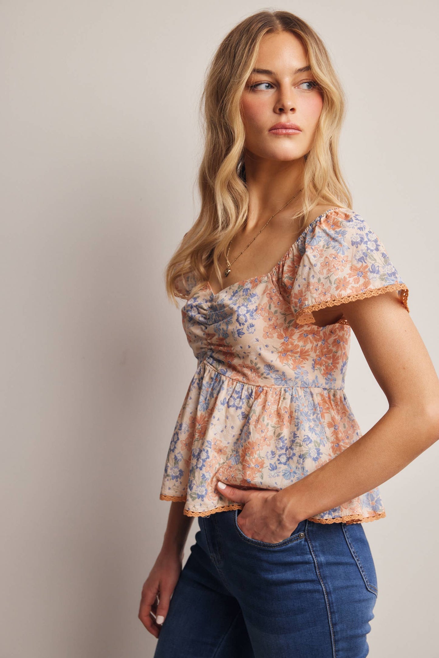 Floral Ruched Blouse