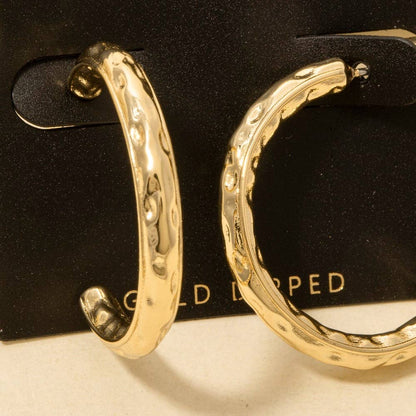 Gold Dipped Textured Hoop Earrings