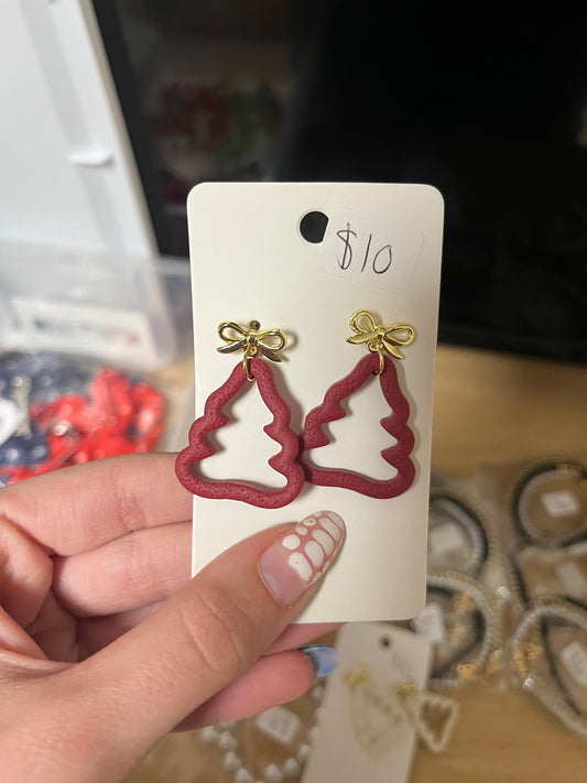 Red Tree Earrings