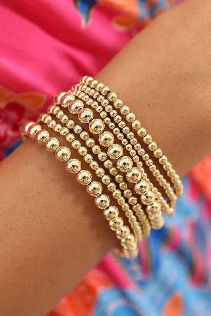 Gold Beaded Bracelet Set of 7