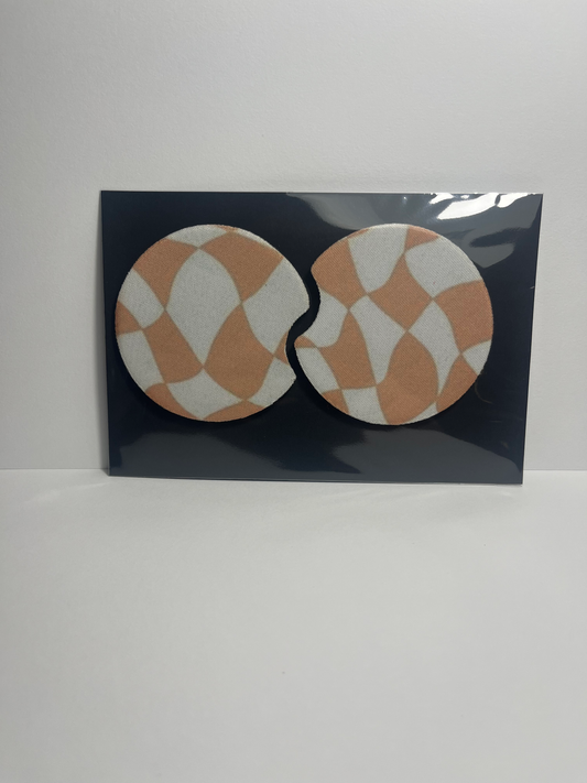 Wavy Pink Checkered - Car Coaster image 0