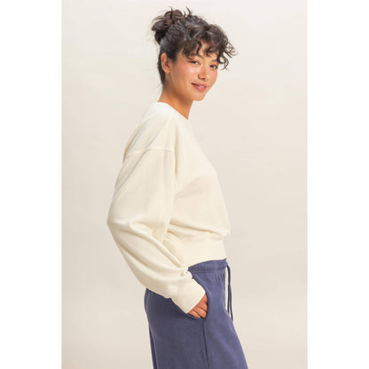 Cream - Ribbed Relaxed Fit Sweatshirt