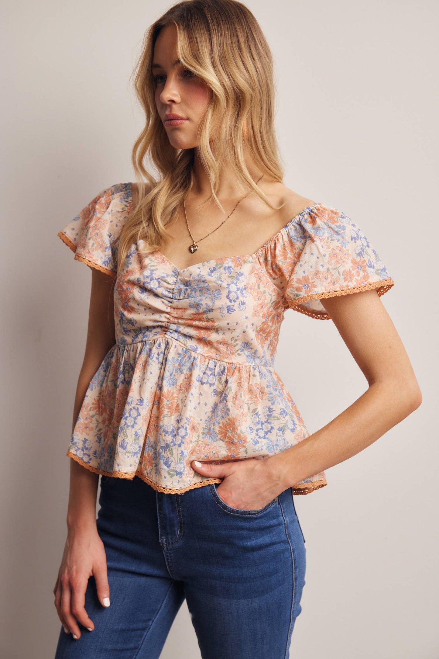 Floral Ruched Blouse