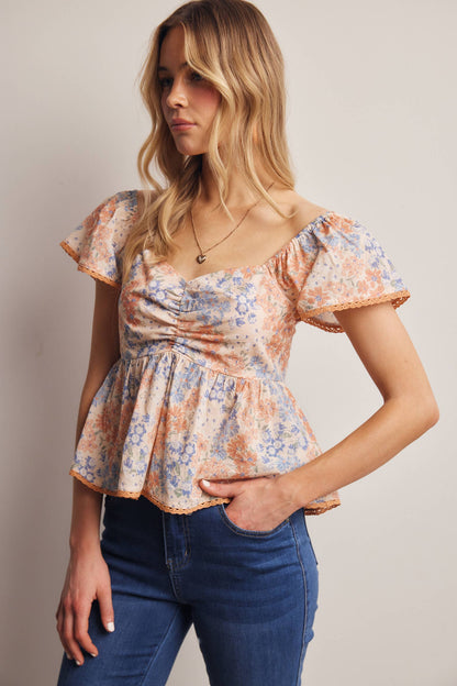 Floral Ruched Blouse