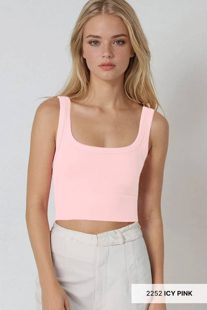 Icy Pink - Chevron Ribbed Crop Top