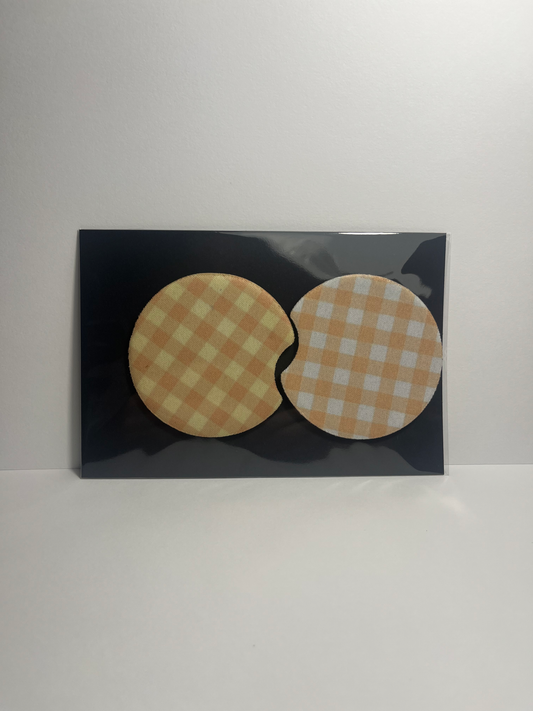 Pink Checkered - Car Coaster image 0