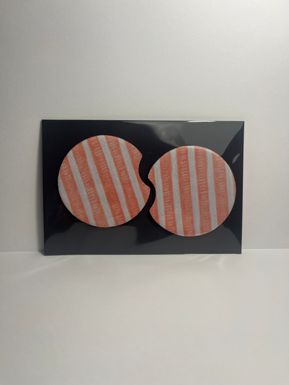 Pink Stripes - Car Coaster image 0