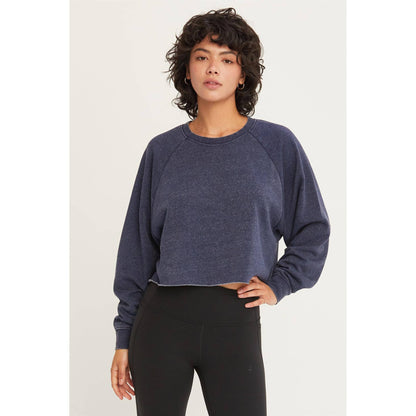 Cream Raw Hem Cropped Sweatshirt