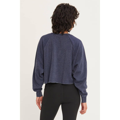 Cream Raw Hem Cropped Sweatshirt