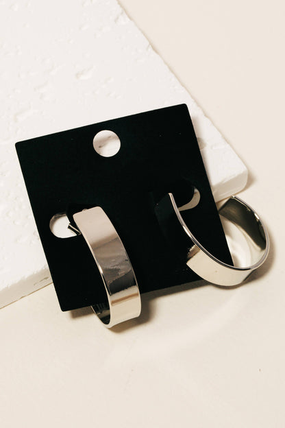 Silver Wide Hoop Earrings