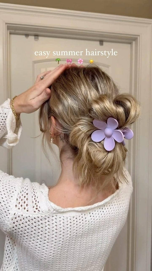 Flower Claw Clip : Light Gray