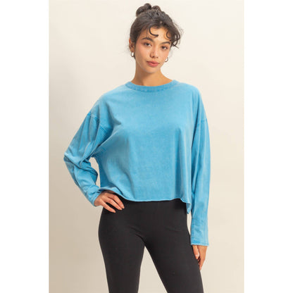 Pink Washed Oversized Long Sleeve Top