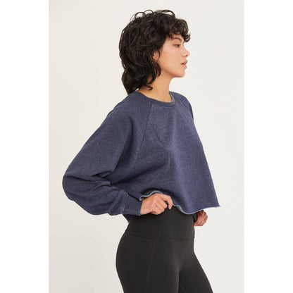 Cream Raw Hem Cropped Sweatshirt