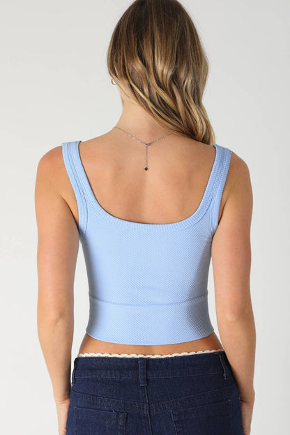 Icy Pink - Chevron Ribbed Crop Top