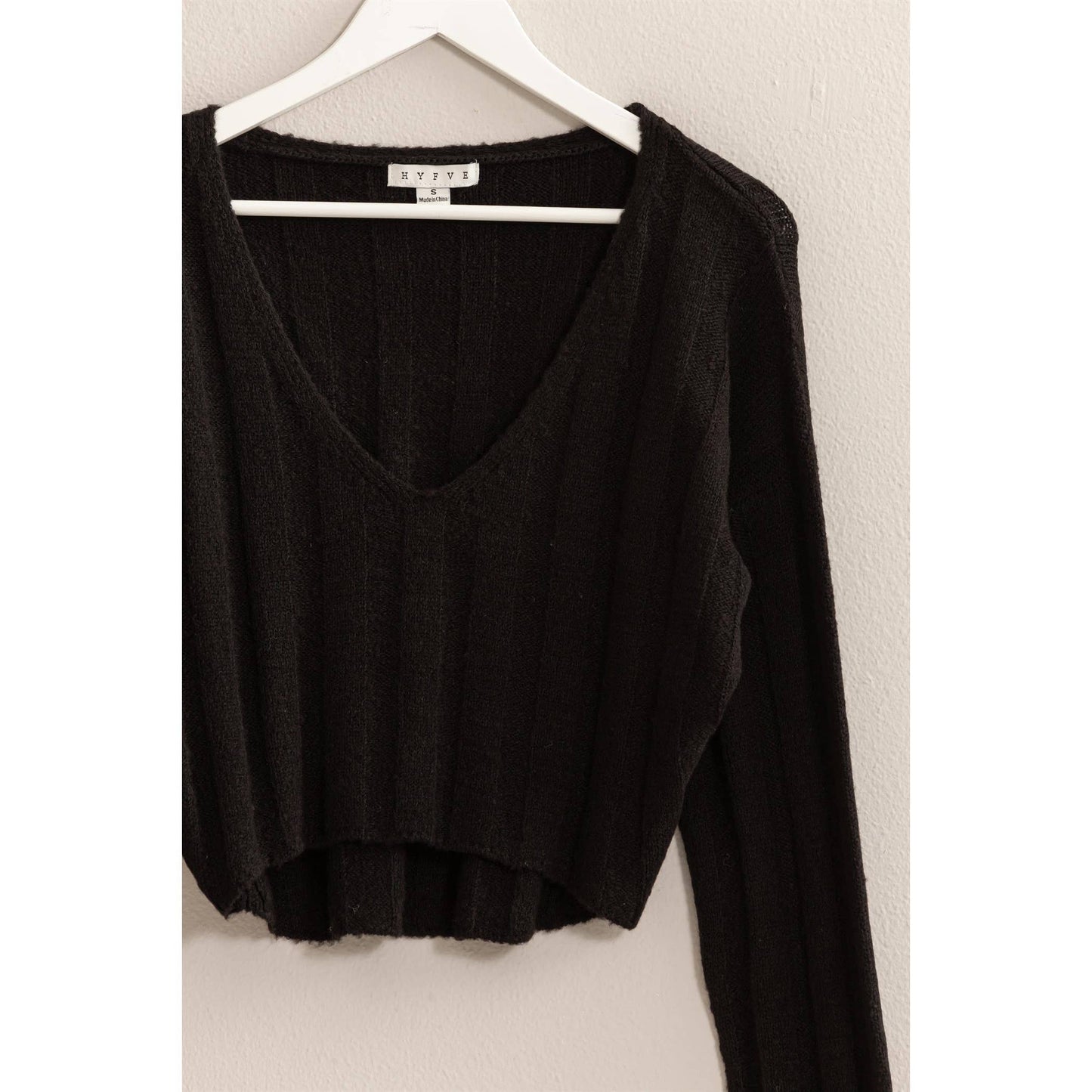 Black Cropped Sweater Top