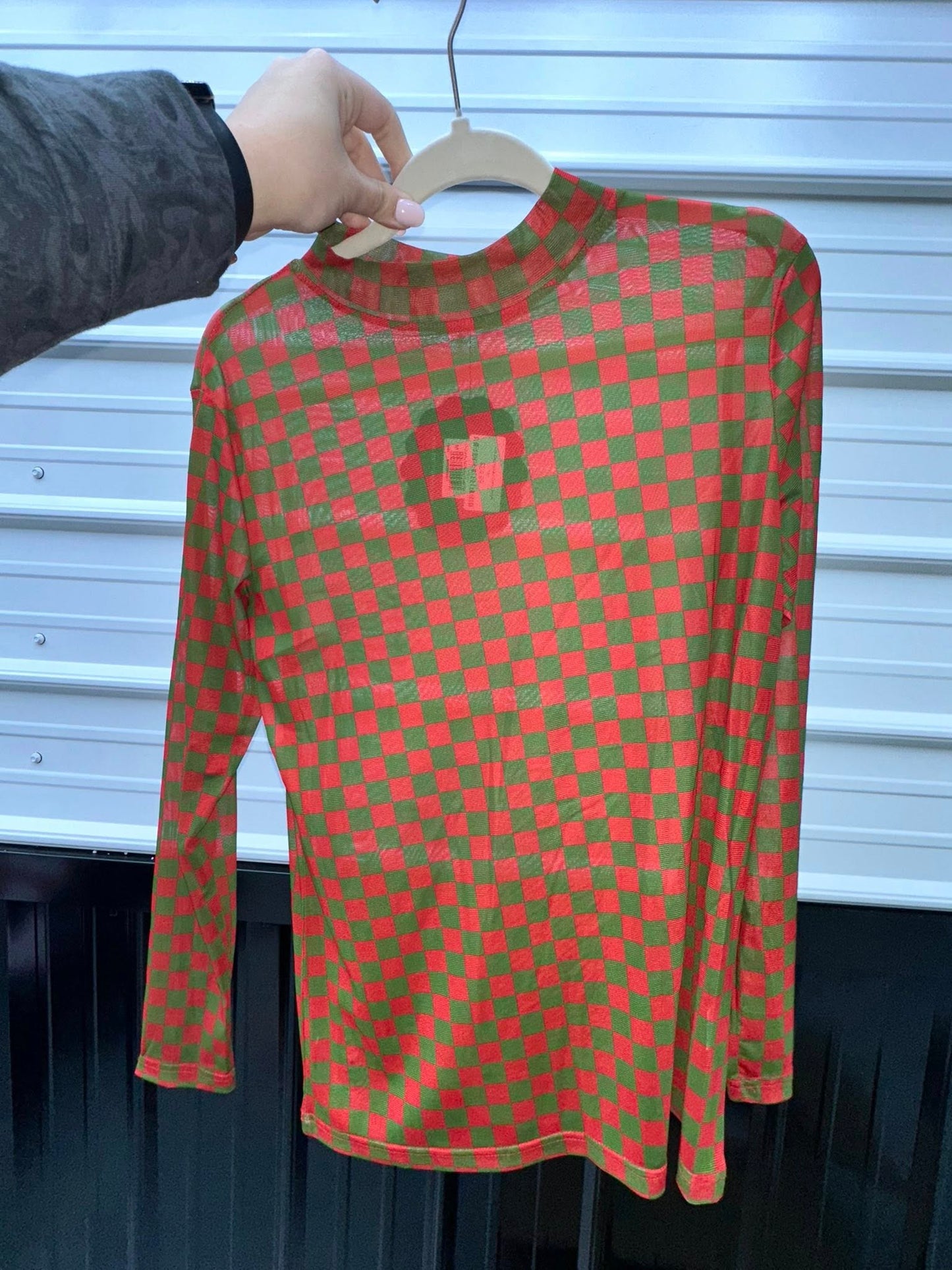 Green/Red Checkered Mesh Top