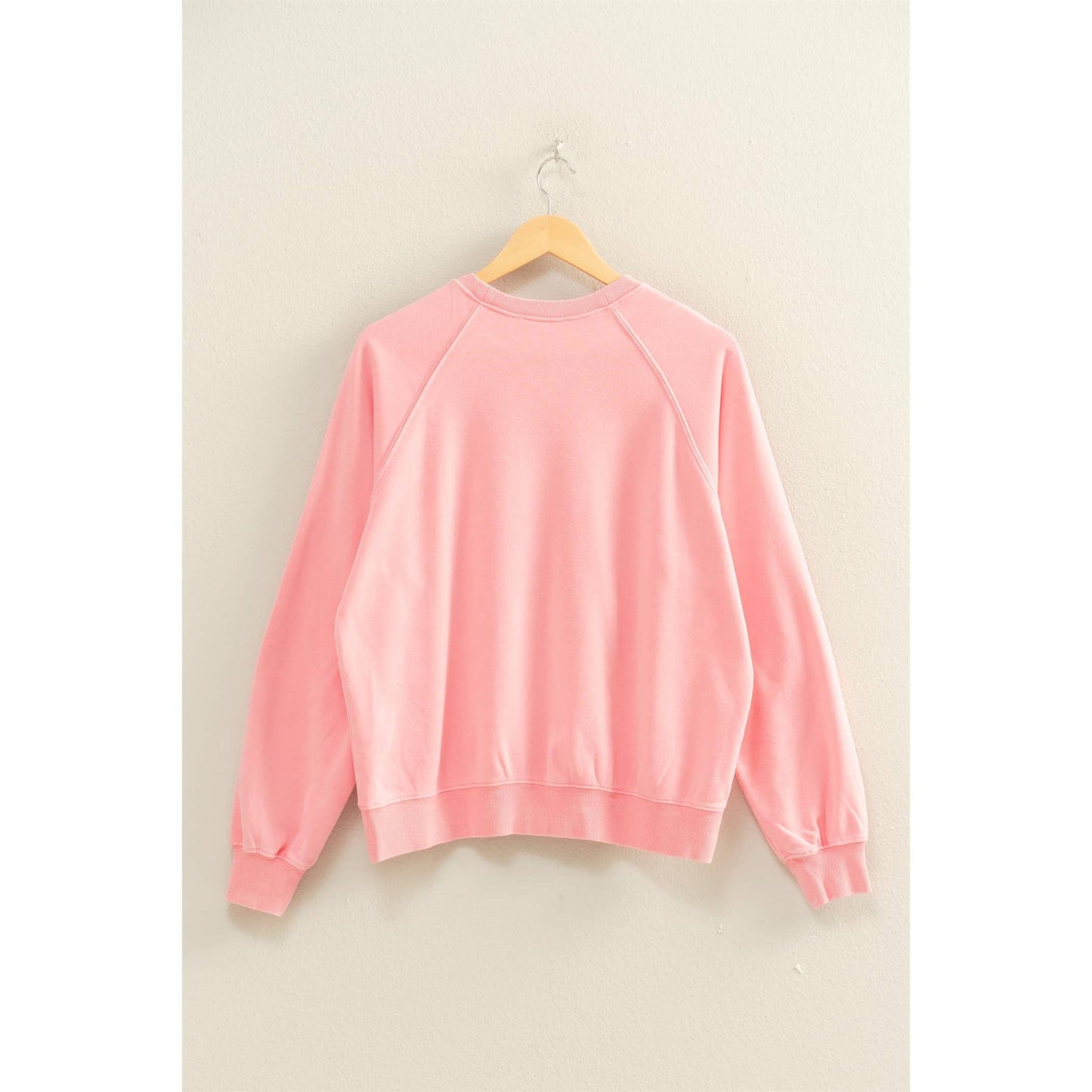 Pink Mineral Washed Crew Neck Raglan Sleeve Sweatshirt