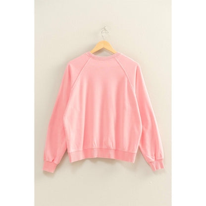 Pink Mineral Washed Crew Neck Raglan Sleeve Sweatshirt