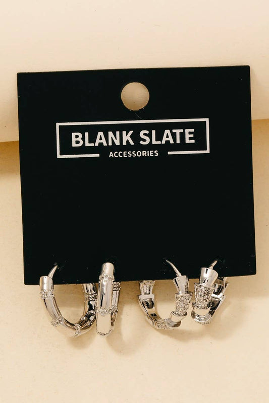 Silver Hoop Earrings Set